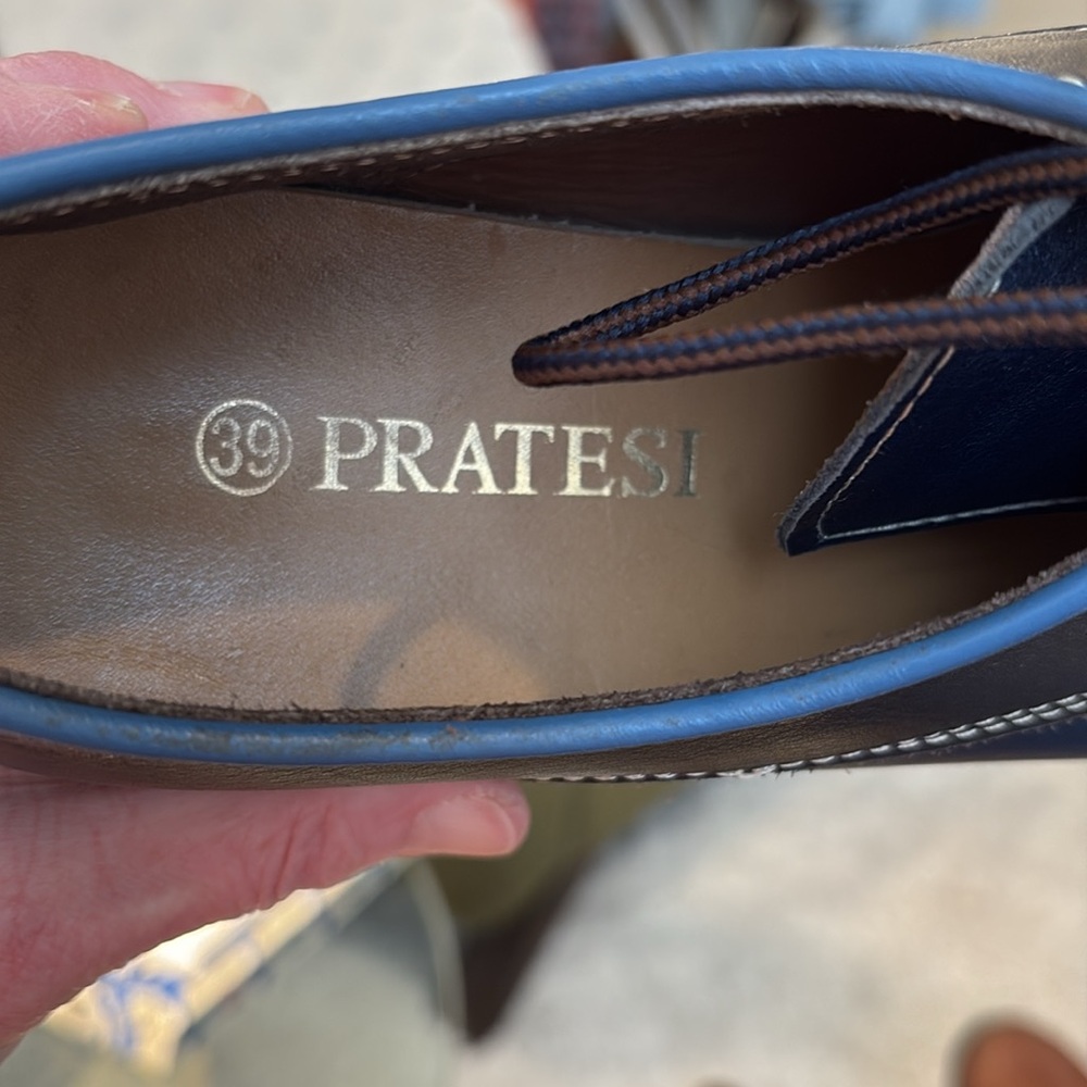 Women’s Pratesi Black & Navy Leather Derby Oxfords. Size 8 - Picture 10 of 10